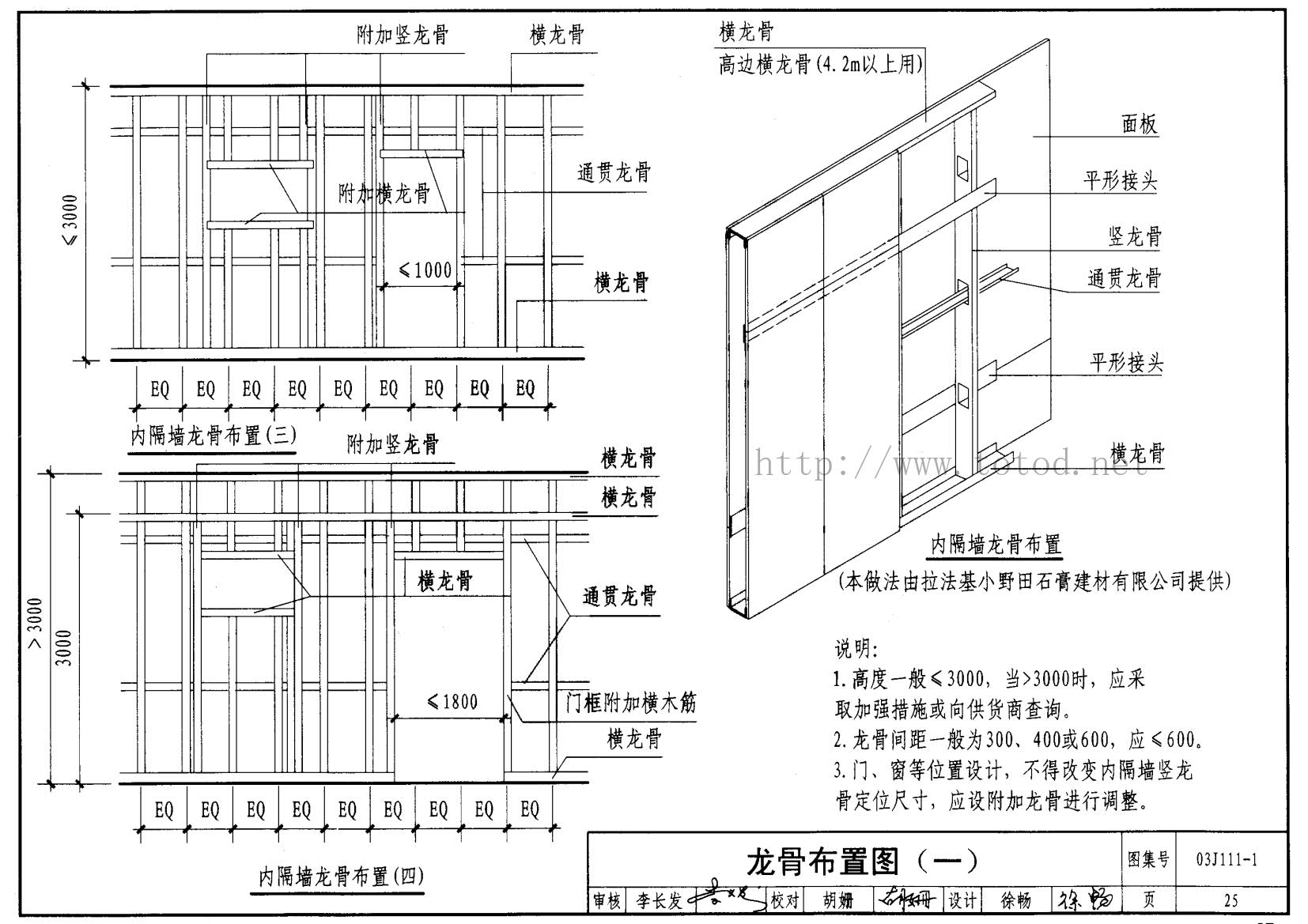 03j1111轻钢龙骨内隔墙