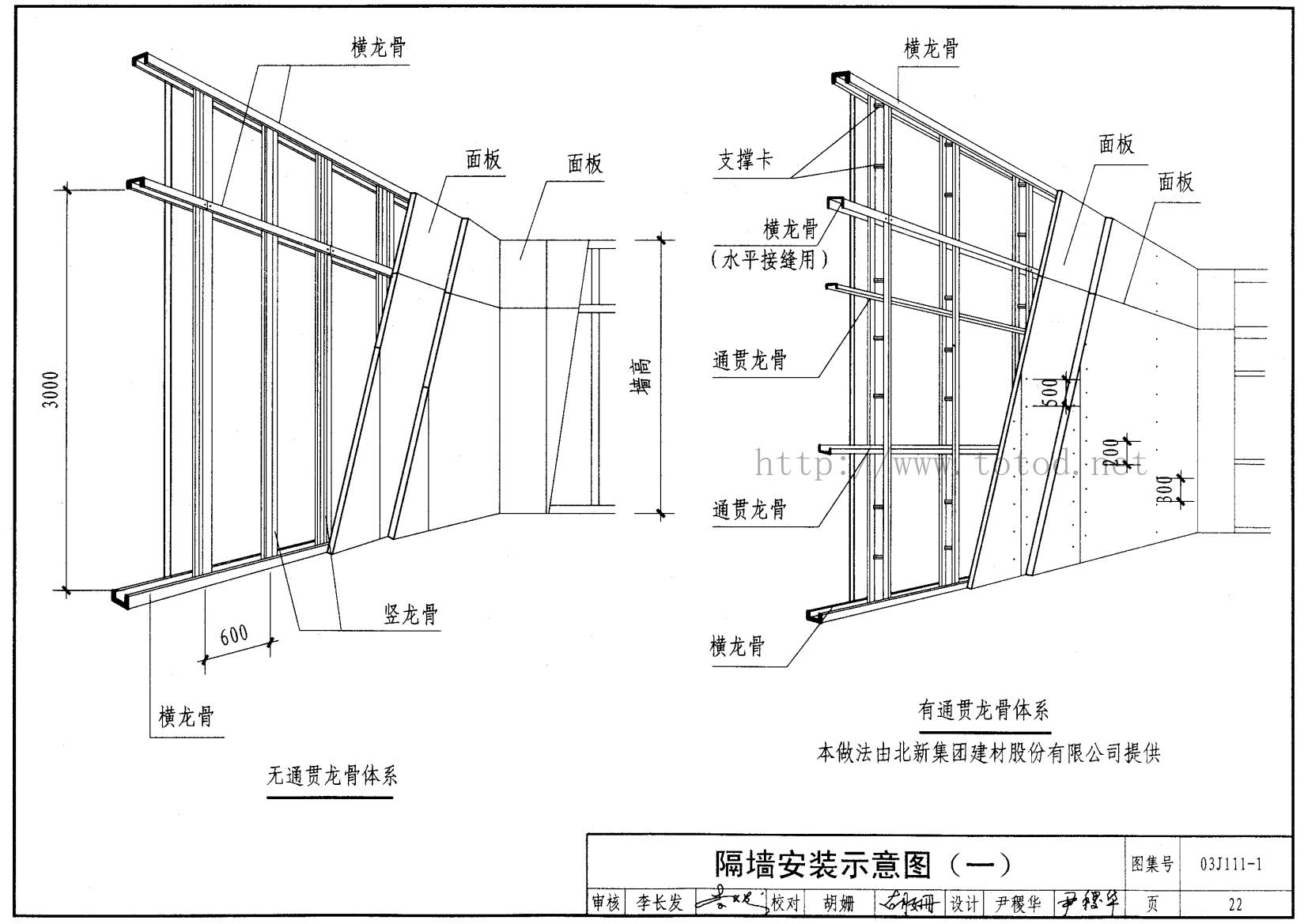 03j1111轻钢龙骨内隔墙
