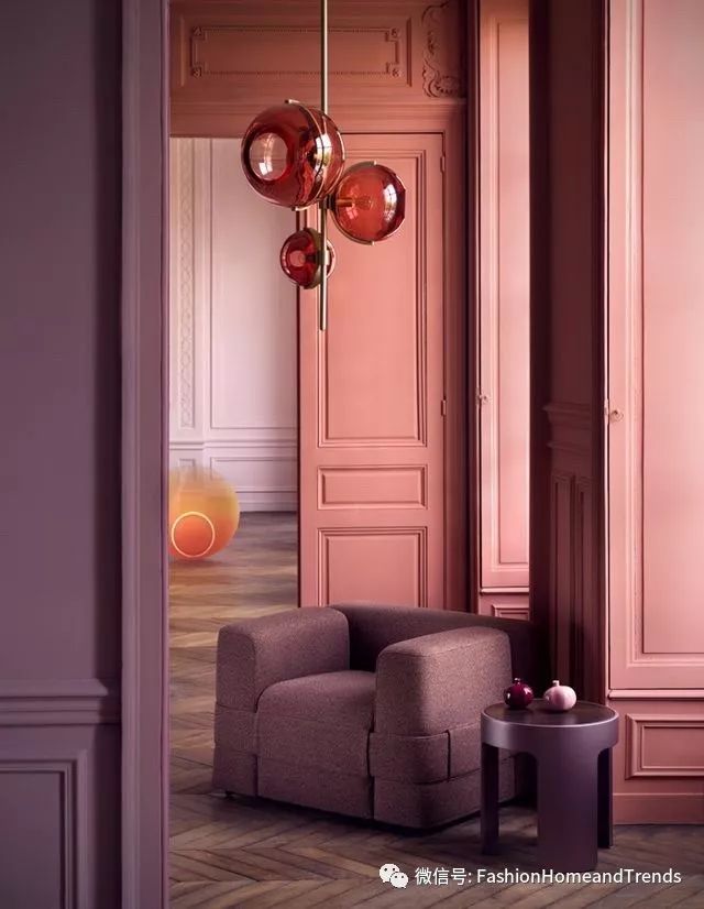 的点缀,无需注重谁的比例更多一点,以它们为主调,搭配柔软的灰粉色,将