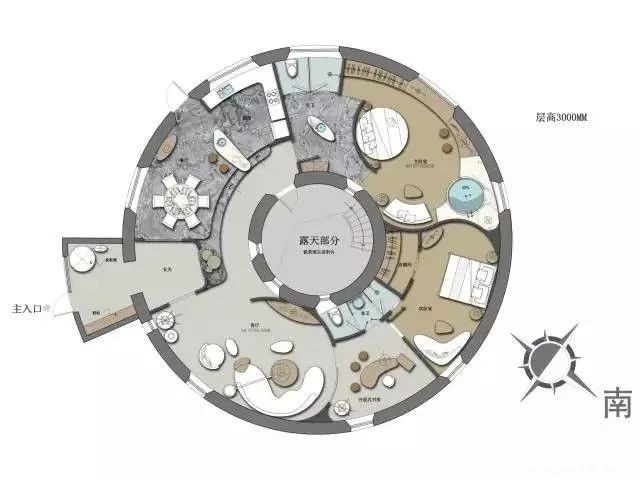 方案二对光影分析很到位,空间布局也很合理,室内有很多圆形的要素,很